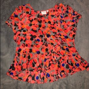 Red and orange flowy blouse